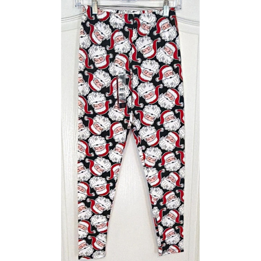 No Boundaries NoBo Juniors Size S Santa Claus Christmas Ankle Leggings Black Red